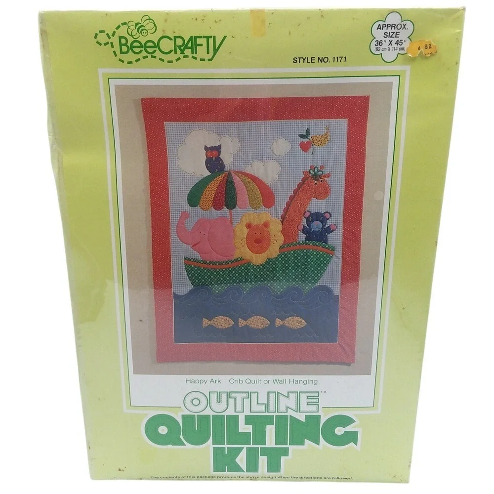 Vintage Bee Crafty Happy Ark Crib Quilt Kit 36 x 45 Wall Hanging Decor USA NOS